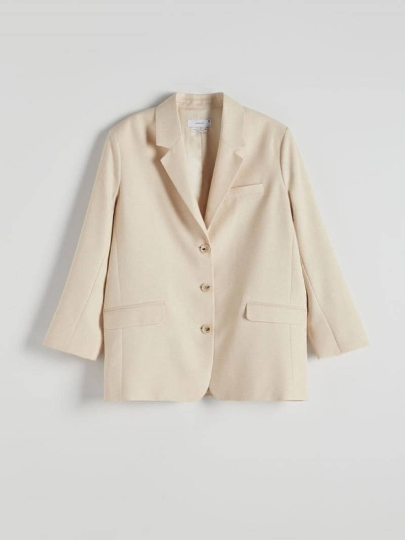 Reserved Single-breasted Blazer Dames Beige | KZFYD-0358