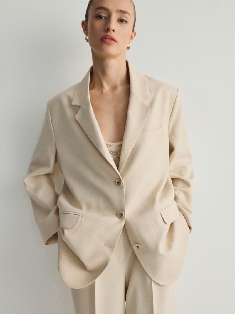 Reserved Single-breasted Blazer Dames Beige | KZFYD-0358