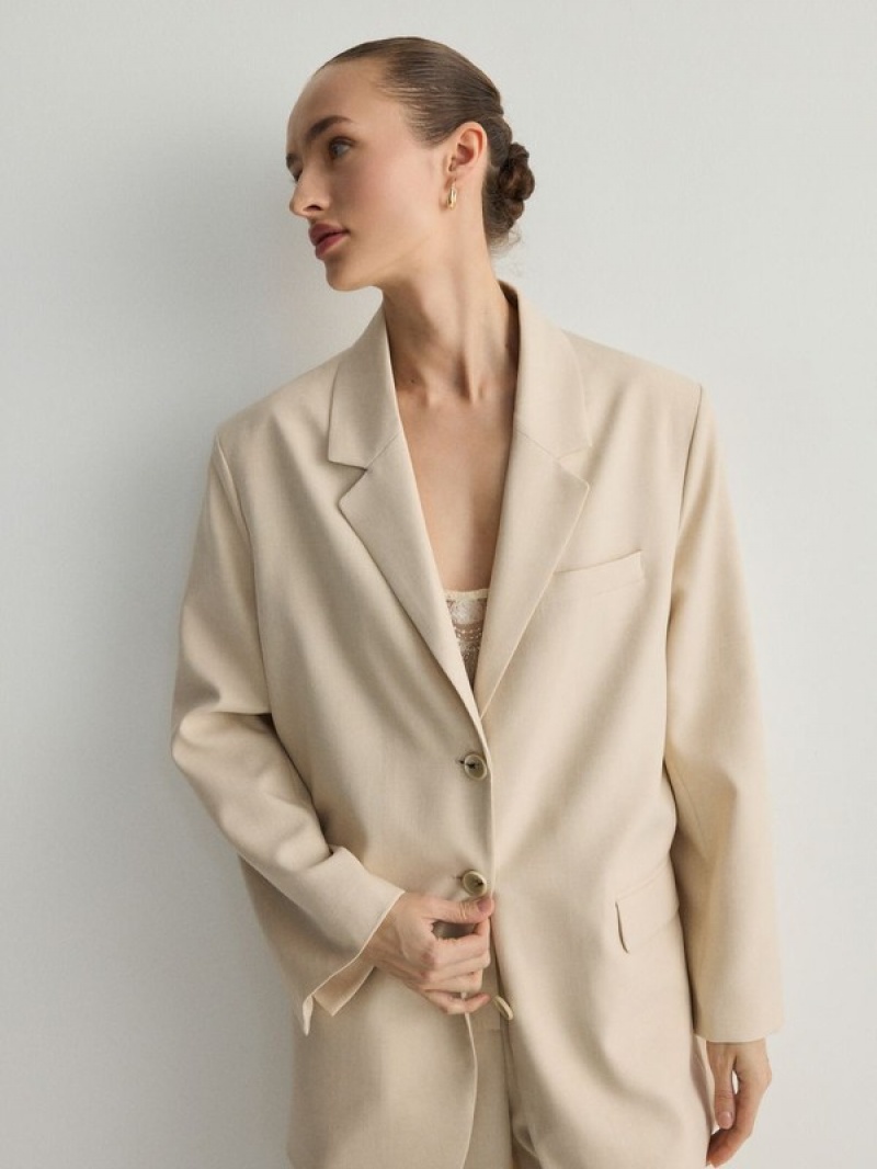 Reserved Single-breasted Blazer Dames Beige | KZFYD-0358