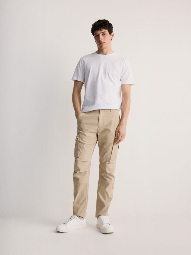 Reserved Slim Cargo Broek Heren Beige | WKYJC-4806