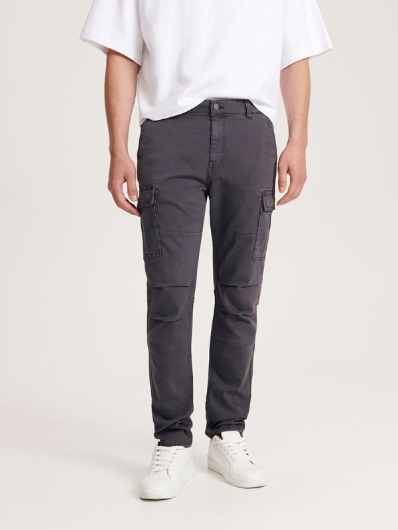 Reserved Slim Cargo Broek Heren Donkergrijs | WIALF-3078