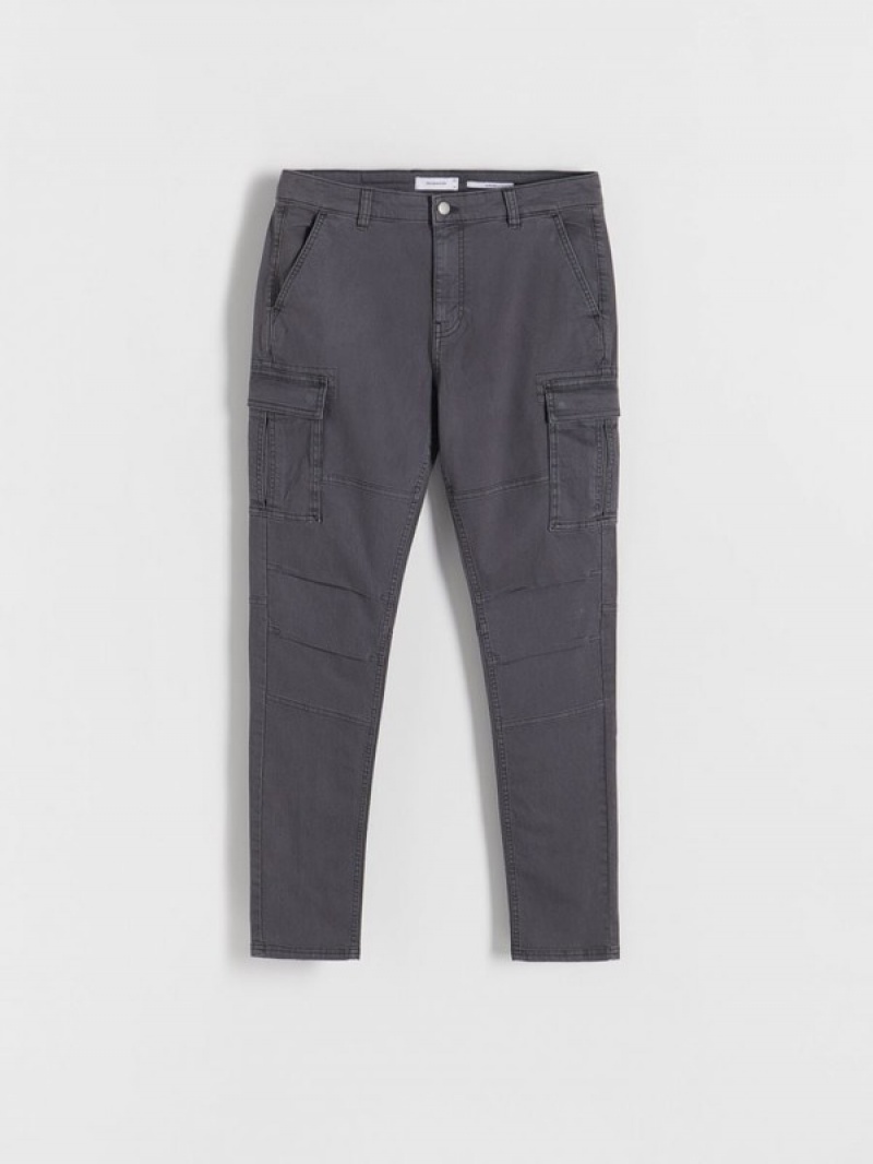 Reserved Slim Cargo Broek Heren Donkergrijs | WIALF-3078