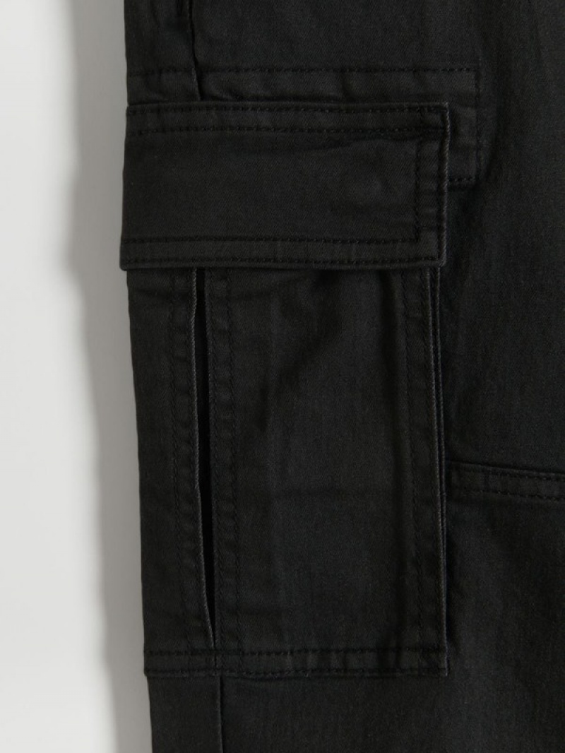 Reserved Slim Cargo Broek Heren Zwart | PJCUV-4021