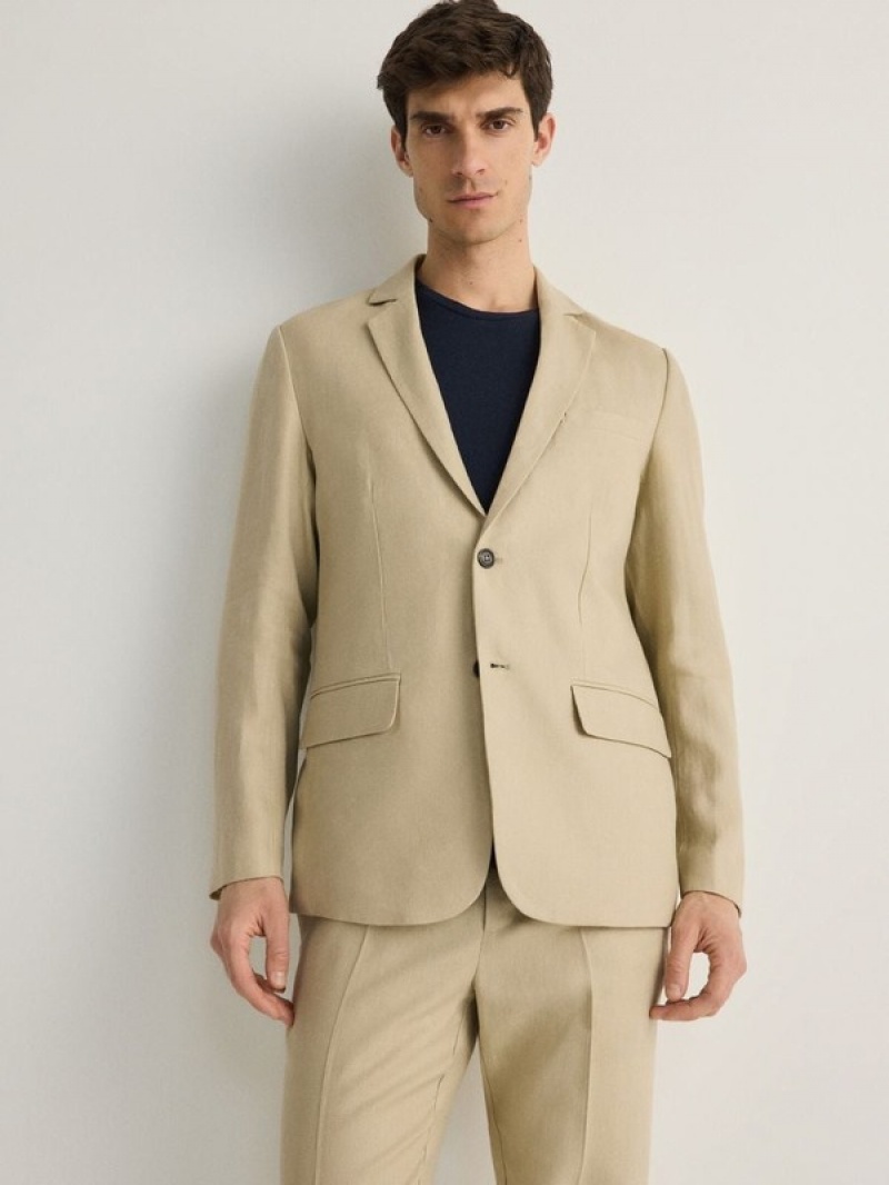 Reserved Slim Fit Linen Pakken Heren Beige | PSKGE-9251