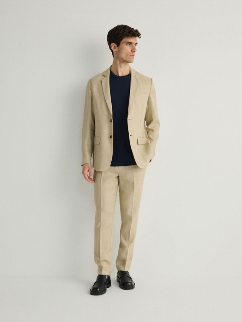 Reserved Slim Fit Linen Pakken Heren Beige | PSKGE-9251