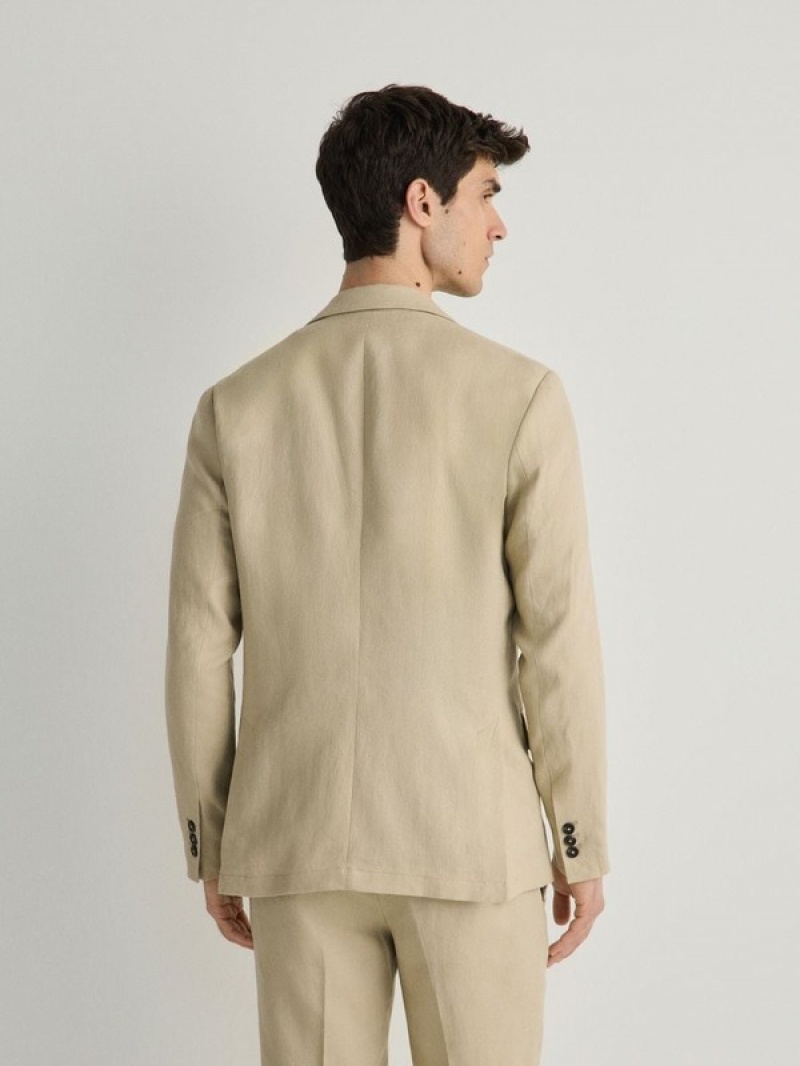 Reserved Slim Fit Linen Pakken Heren Beige | PSKGE-9251