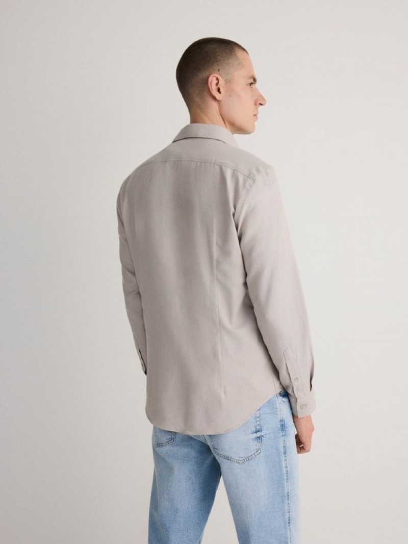 Reserved Slim Fit Plain Overhemd Heren Beige | JFAPU-4187