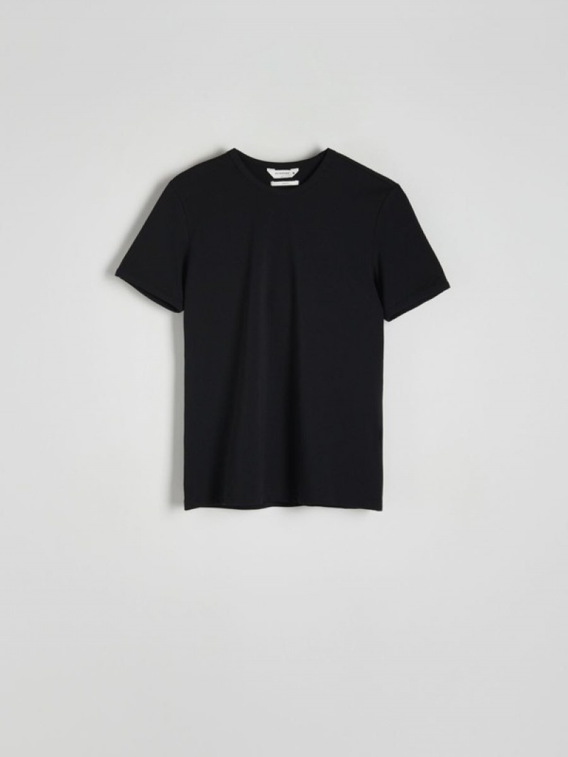 Reserved Slim Fit T-shirts Heren Zwart | MGKBS-2395