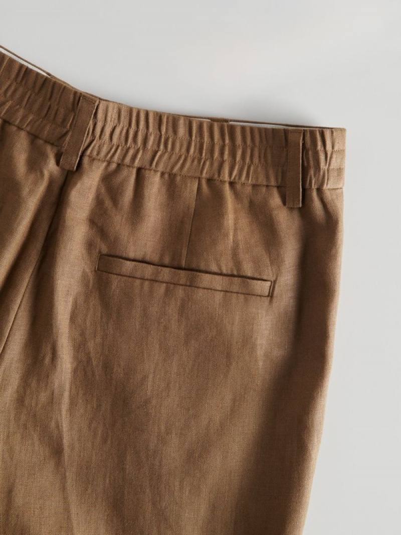 Reserved Slim Linen Pakken Heren Bruin | MHIKC-4810