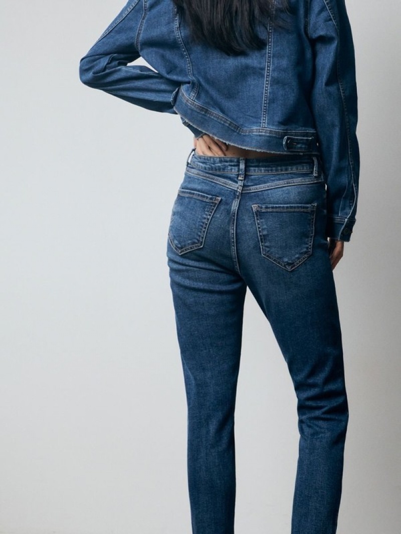 Reserved Slim Mid Rise Jeans Dames Donkerblauw | PMGHC-5804