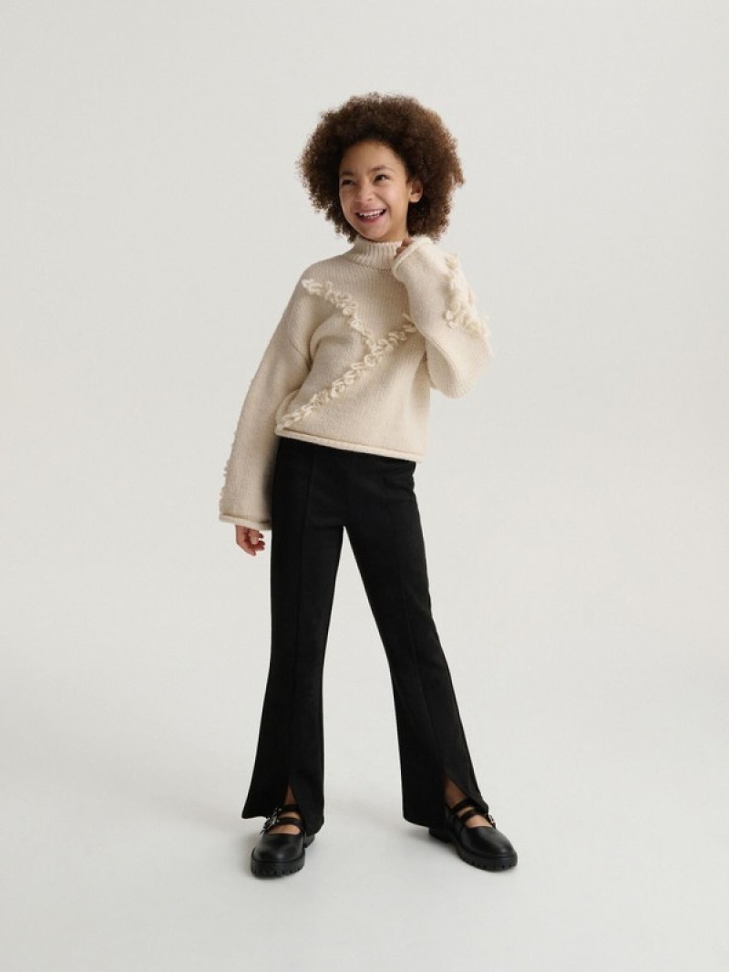 Reserved Split Hems Broek Meisjes Zwart | BHFZN-0681