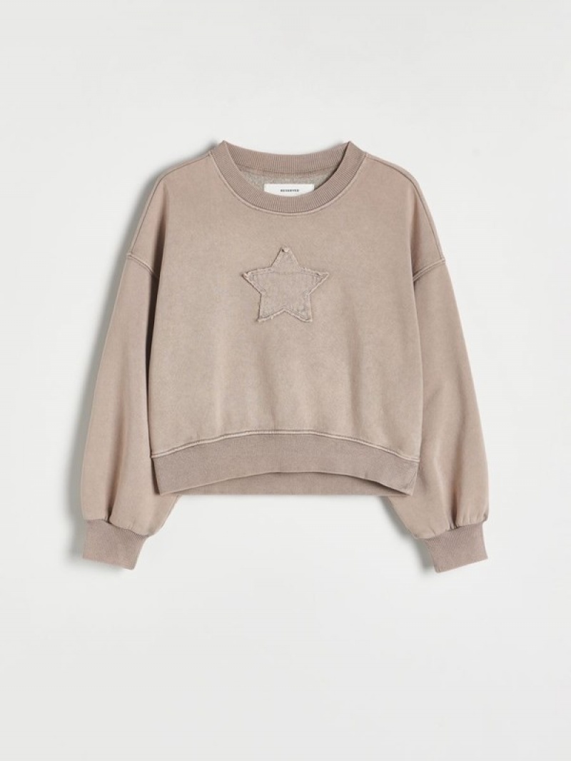 Reserved Star Motif Sweatshirts Meisjes Beige | YQWGN-3518