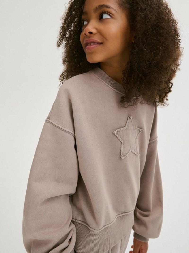 Reserved Star Motif Sweatshirts Meisjes Beige | YQWGN-3518