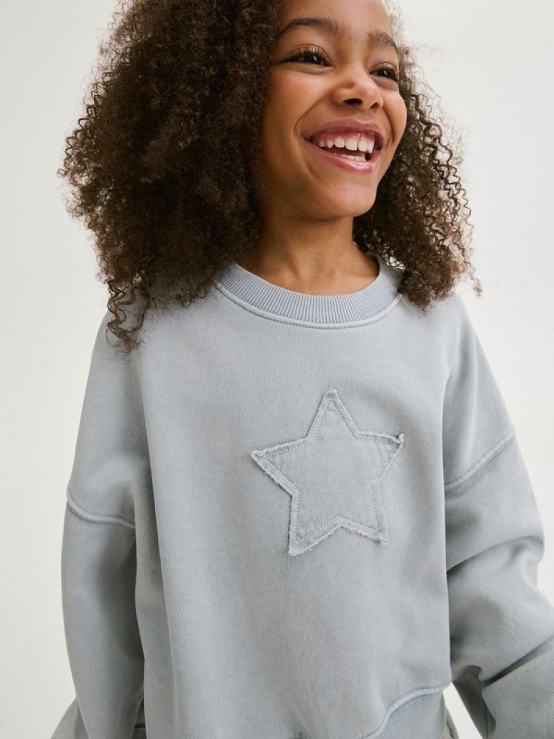 Reserved Star Motif Sweatshirts Meisjes Lichtgrijs | CWORZ-6385