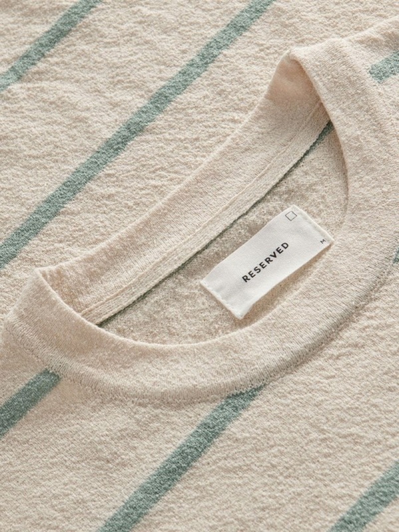 Reserved Stripe Truien Heren Groen | QFXMG-4758