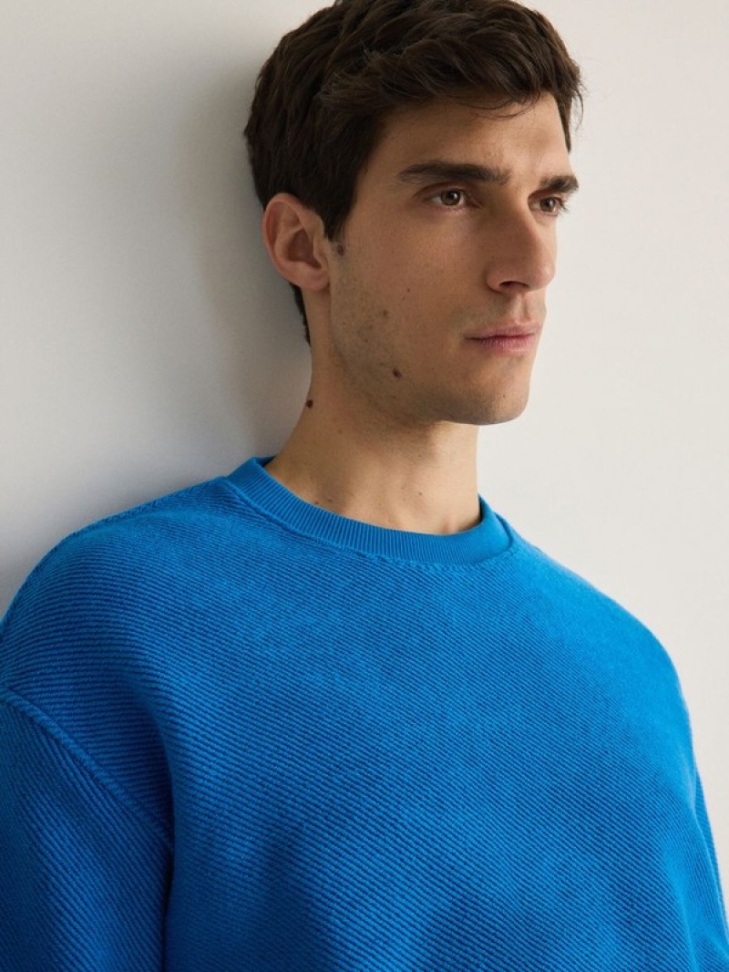 Reserved Structural Jersey Sweatshirts Heren Indigo | RYBCS-2831