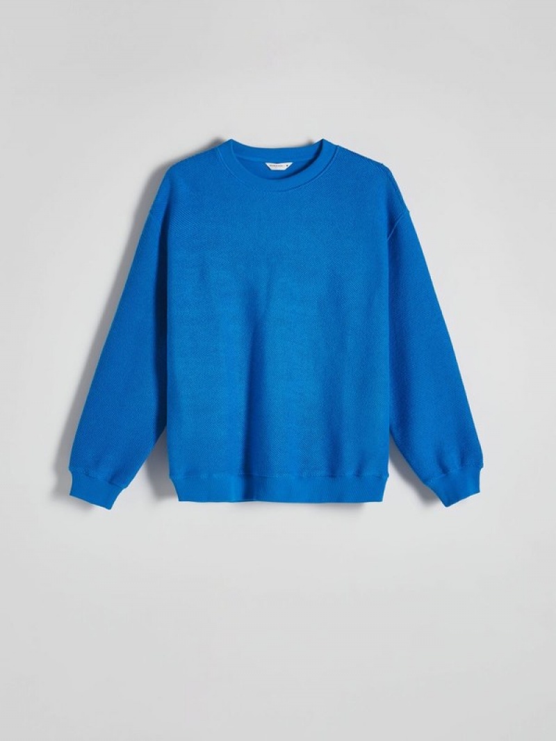 Reserved Structural Jersey Sweatshirts Heren Indigo | RYBCS-2831