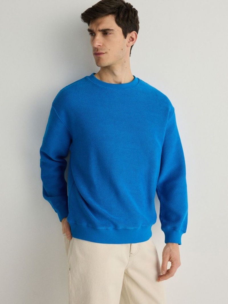 Reserved Structural Jersey Sweatshirts Heren Indigo | RYBCS-2831