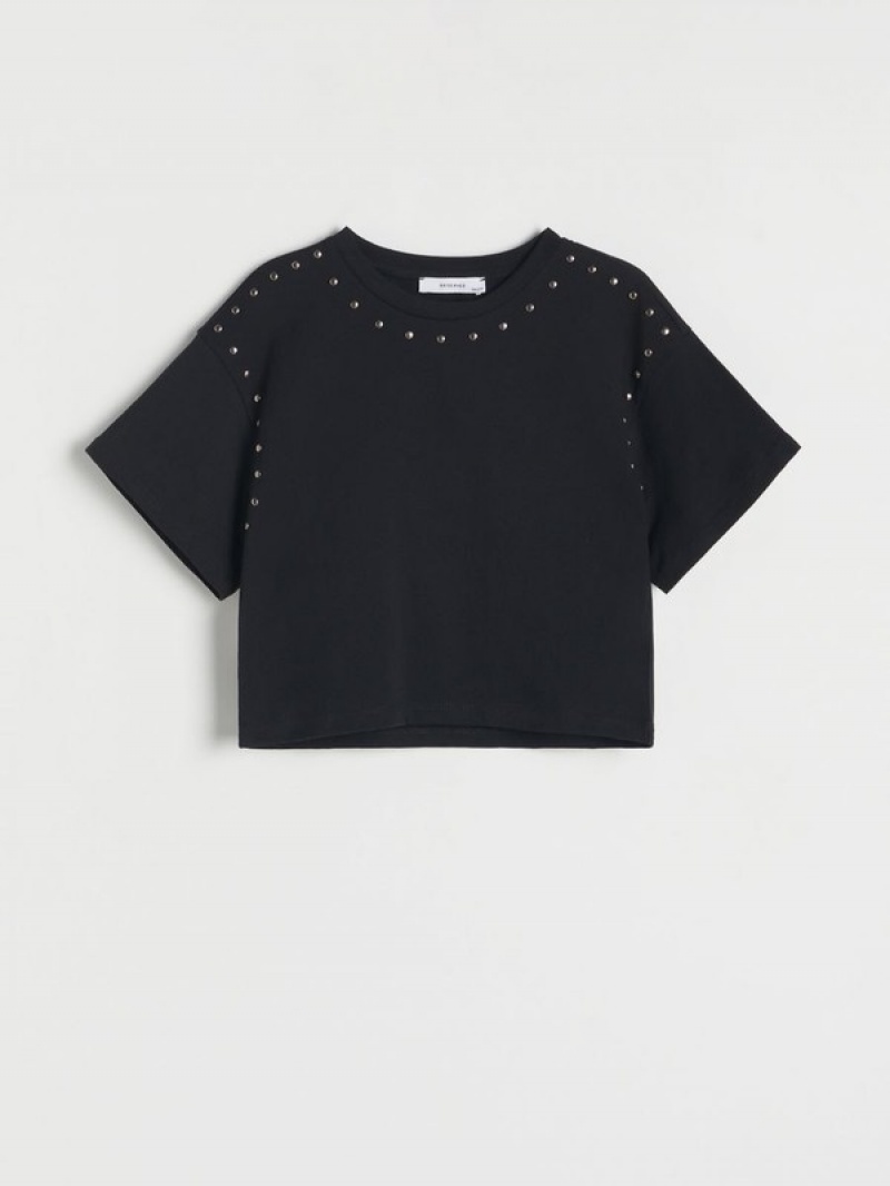 Reserved Studded T-shirts Meisjes Zwart | GUFTO-3859