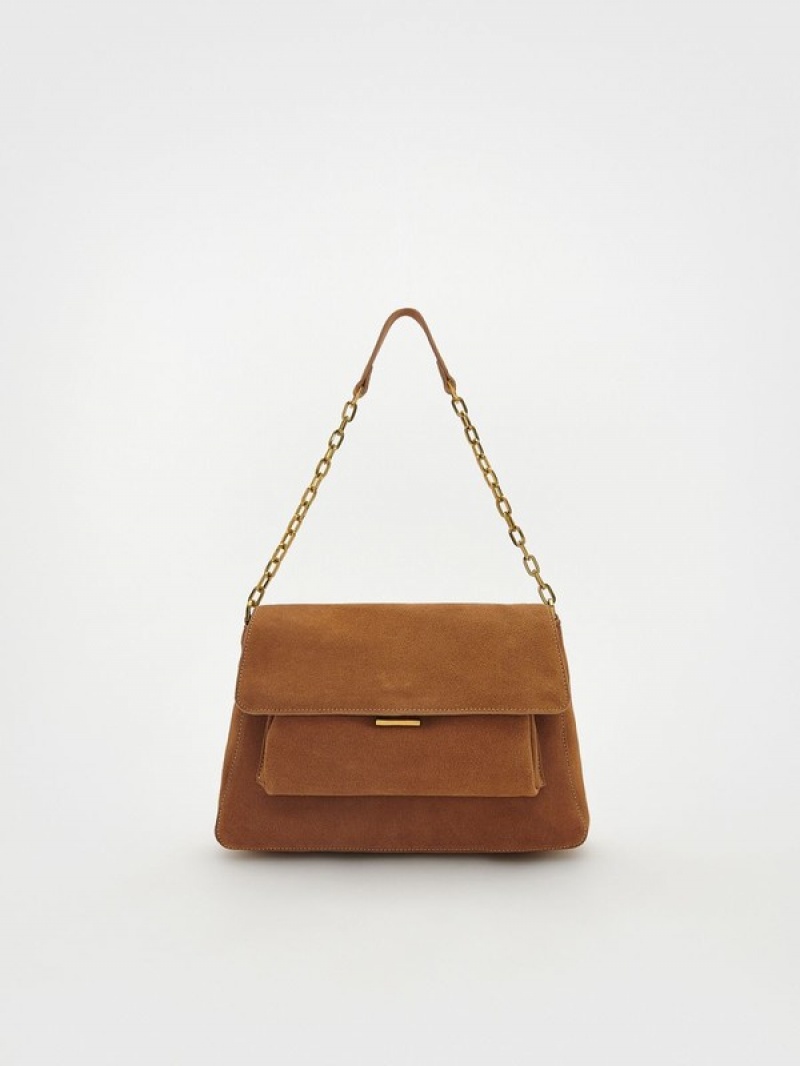 Reserved Suede Tassen Dames Mosterdgeel | KRZCE-1452