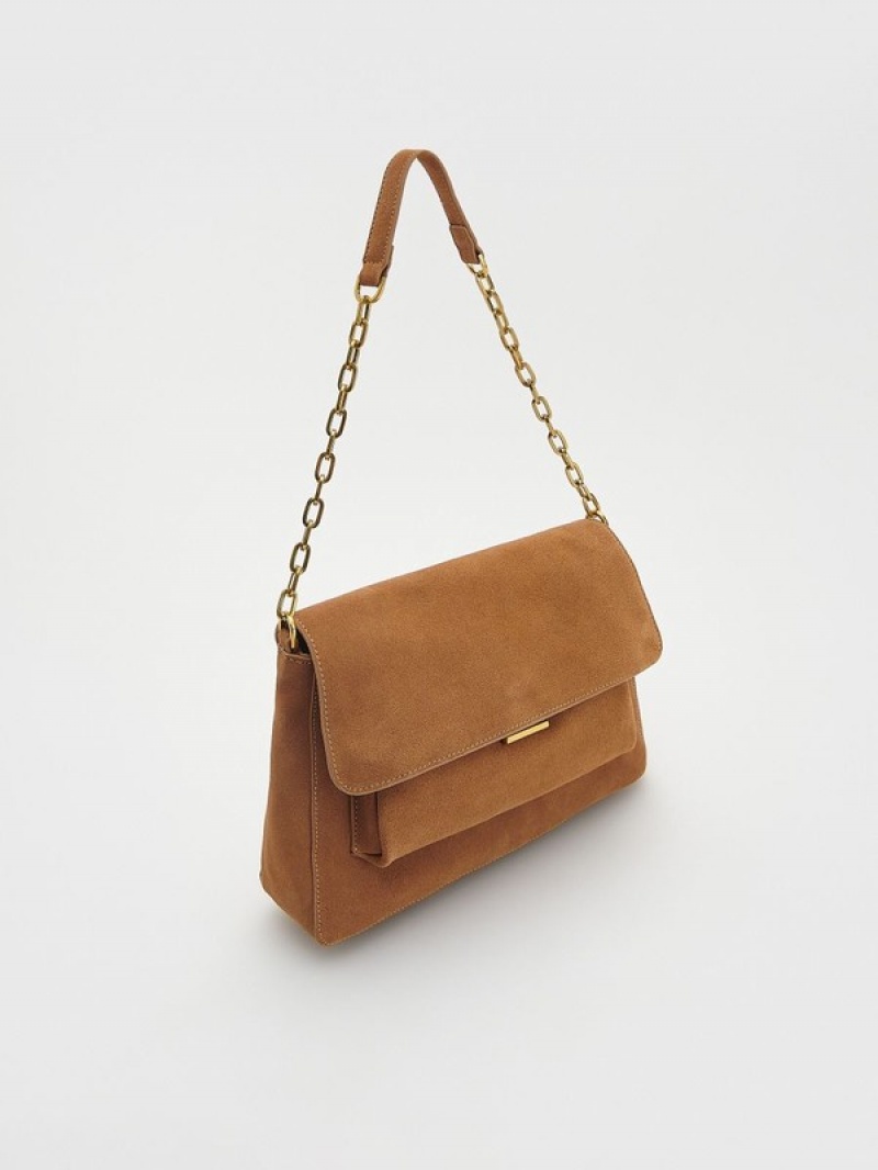 Reserved Suede Tassen Dames Mosterdgeel | KRZCE-1452