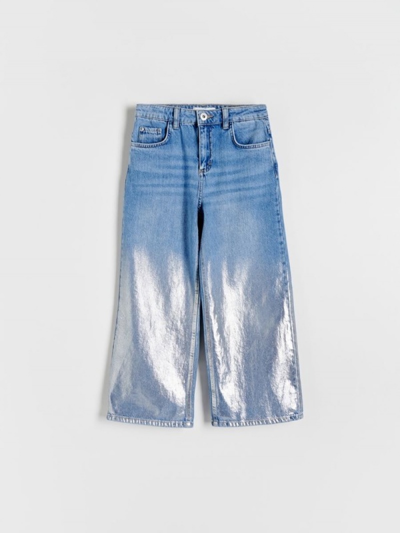 Reserved Super Brede Legshiny Legs Jeans Meisjes Blauw | YJWND-0694