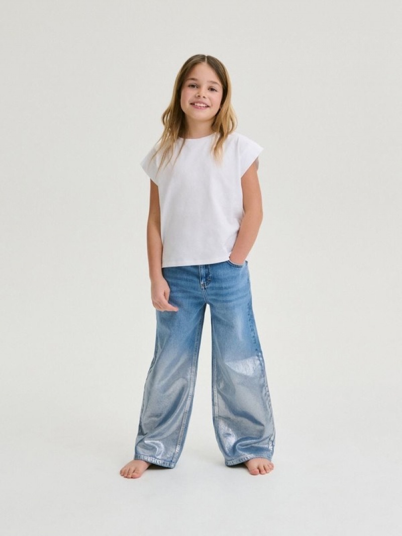 Reserved Super Brede Legshiny Legs Jeans Meisjes Blauw | YJWND-0694