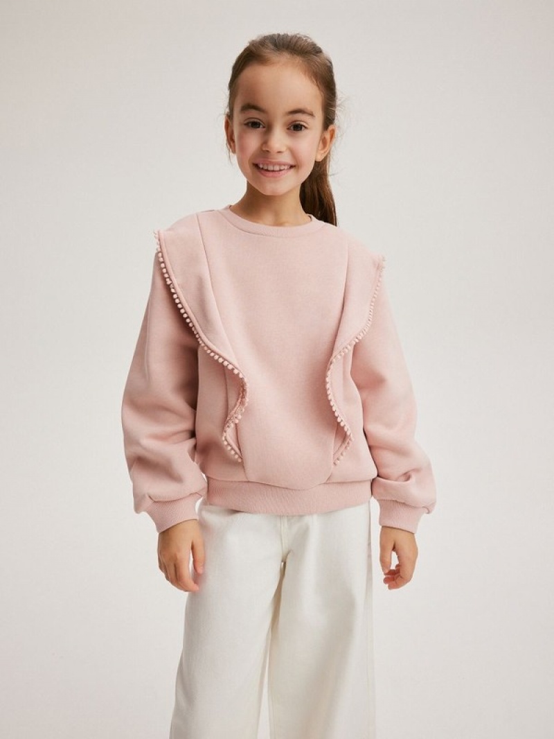 Reserved Sweatdecorative Kanten Sweatshirts Meisjes Roze | FDUHR-7801