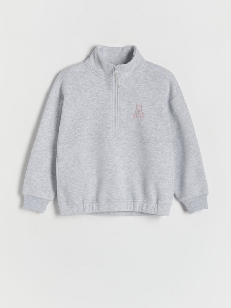 Reserved Sweatembroidery Detailing Sweatshirts Meisjes Lichtgrijs | LPIER-4689