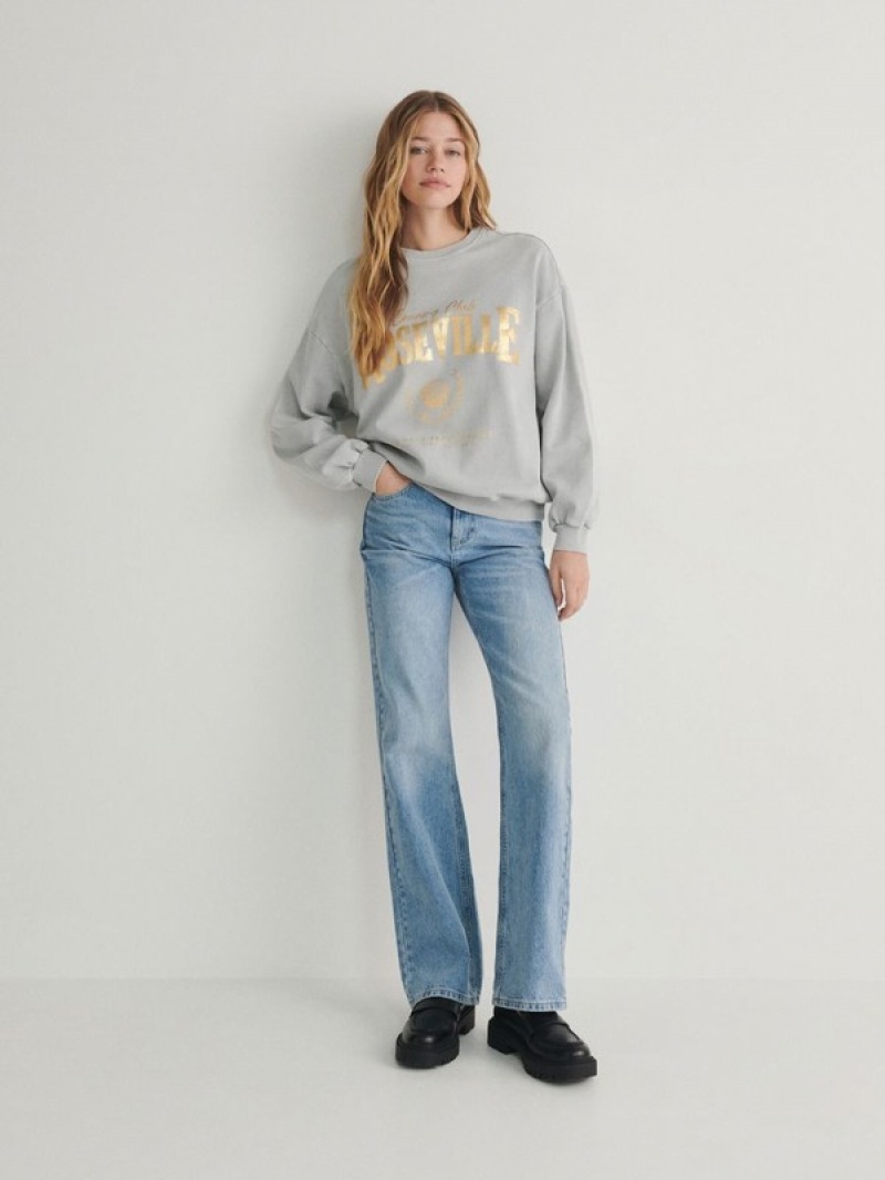 Reserved Sweatmetallic Print Sweatshirts Dames Lichtgrijs | MBXVL-4695