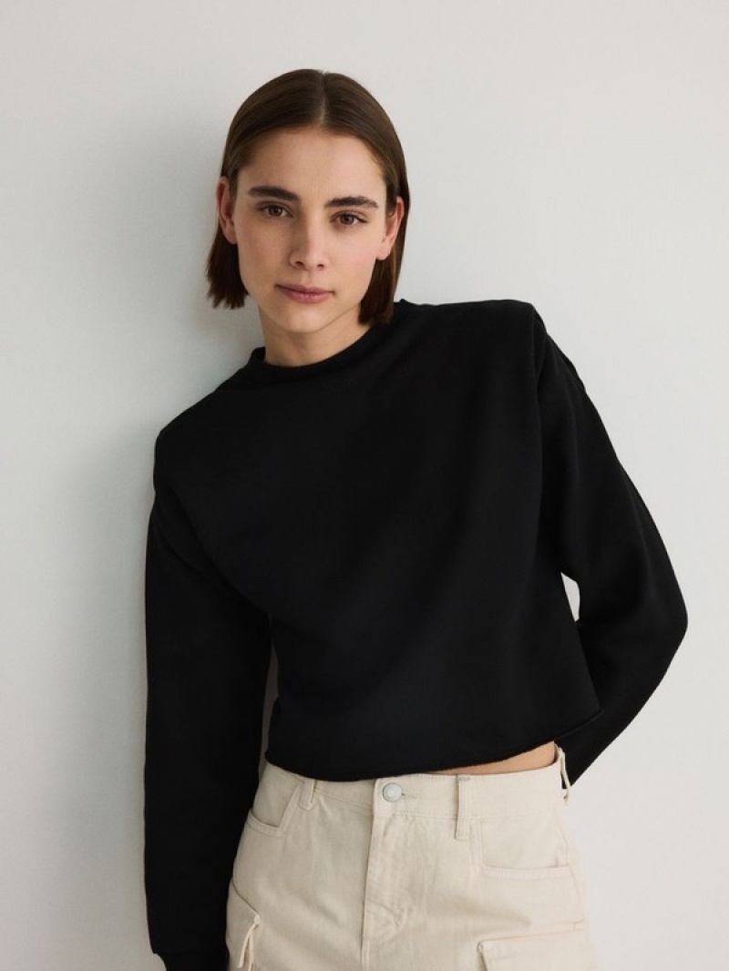 Reserved Sweatshoulder Pads Sweatshirts Dames Zwart | VBOXL-6890