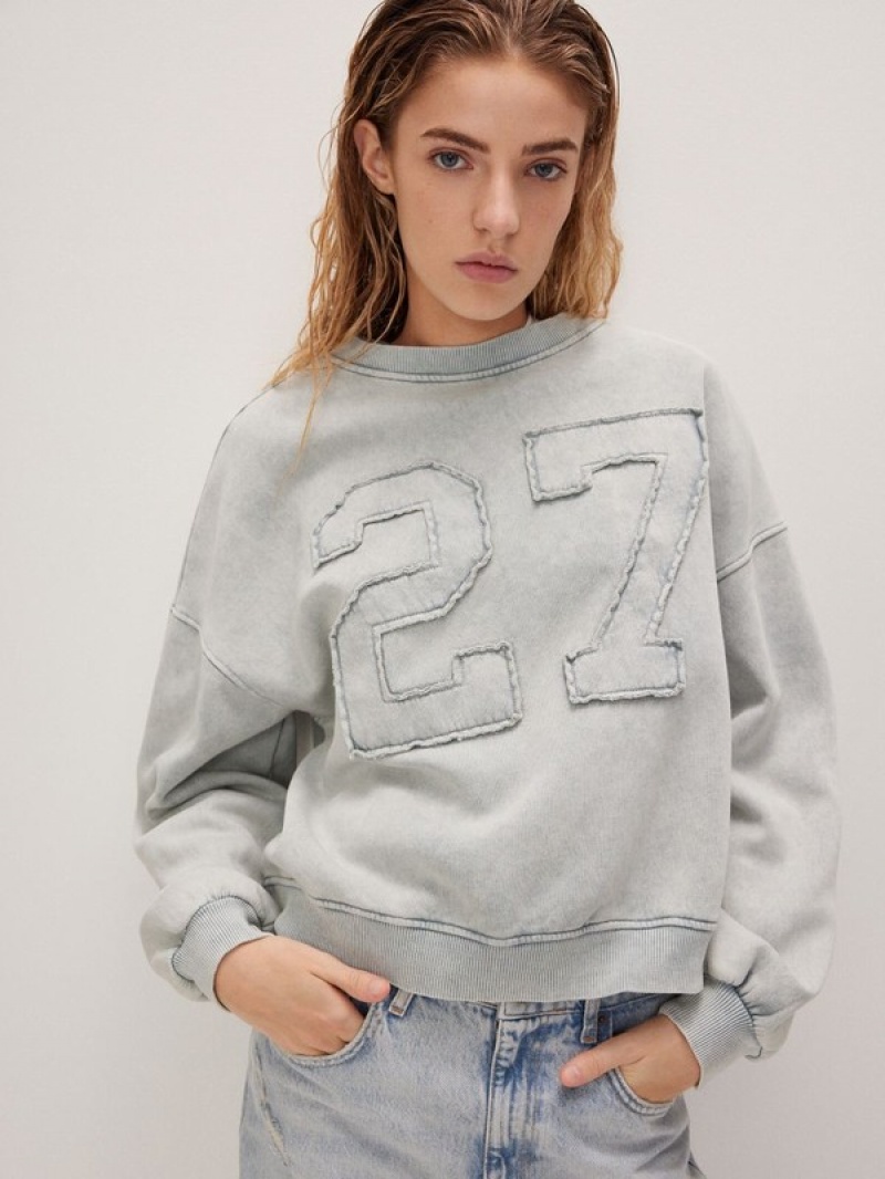 Reserved Sweatwash Effect Sweatshirts Dames Lichtgrijs | UERDL-0761