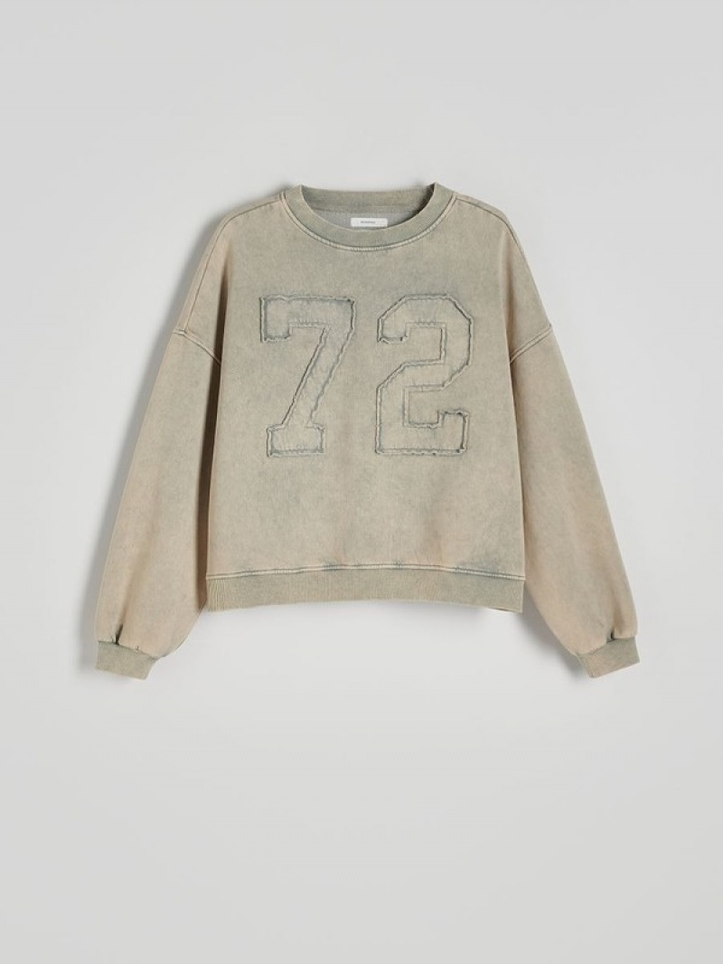 Reserved Sweatwash Effect Sweatshirts Dames Beige | IGJQB-9463