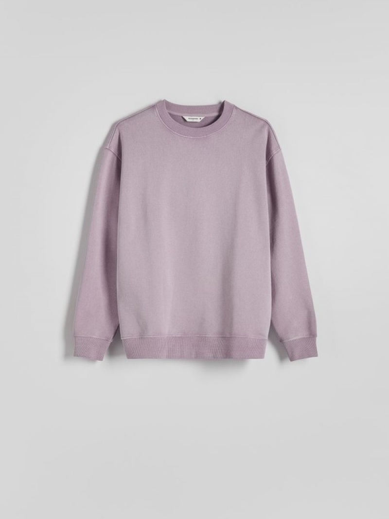 Reserved Sweatwash Effect Sweatshirts Heren Paars | BRXTD-3259