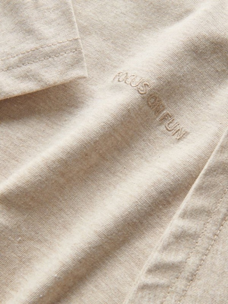 Reserved T-embroidery Detailing T-shirts Jongens Beige | BSQLF-7481