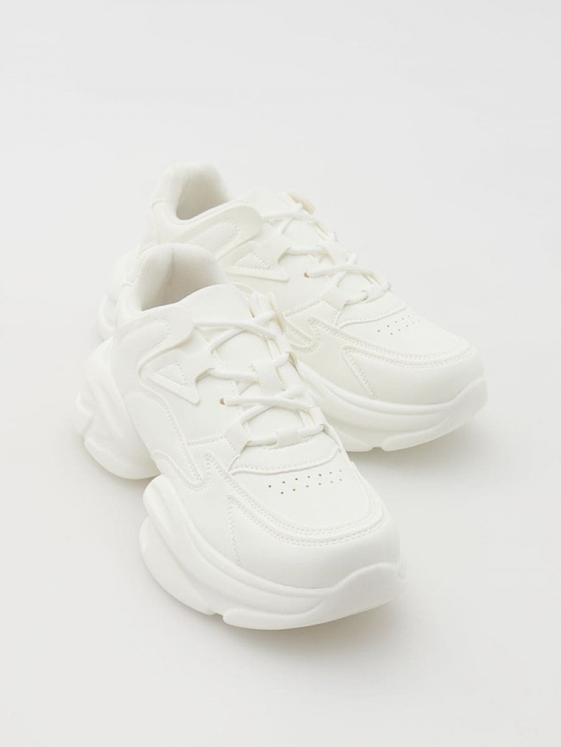 Reserved Thick Sole Sneakers Dames Wit | QESBP-9752