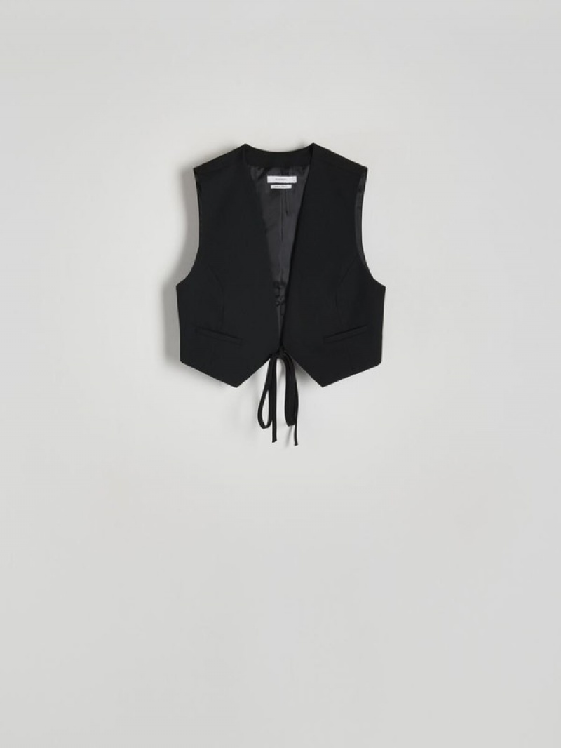 Reserved Tie Detail Vest Dames Zwart | XMQIZ-4836