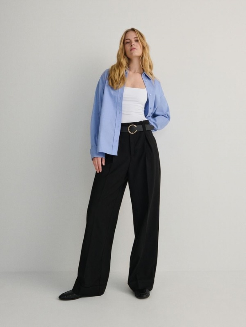 Reserved Tie Taille Broek Dames Zwart | LKYIU-6528