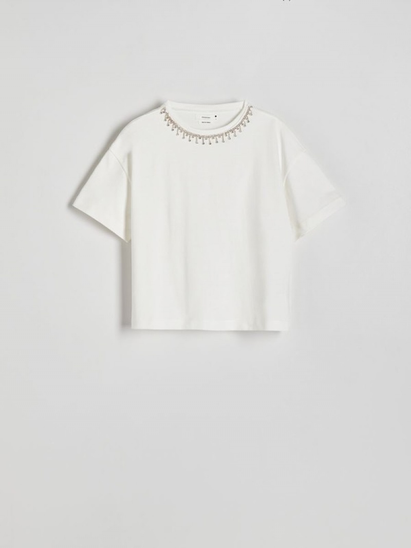 Reserved T-jewellery Detailing T-shirts Dames Room | OQLJS-6840