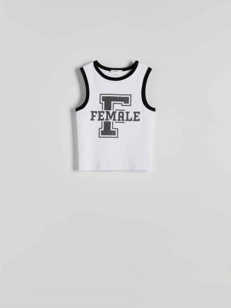 Reserved Topraised Print T-shirts Dames Wit | NPTVR-1386