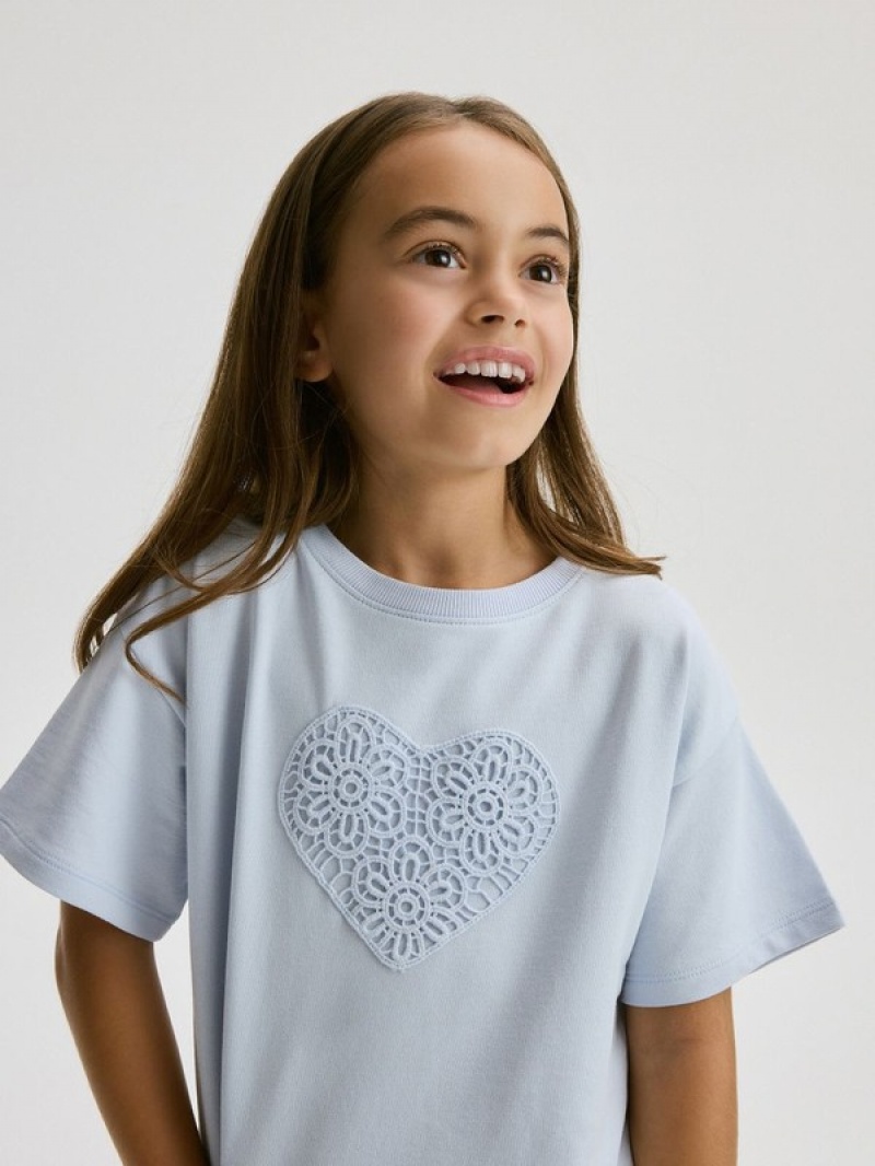 Reserved T-patch T-shirts Meisjes Blauw | YGUVB-1502