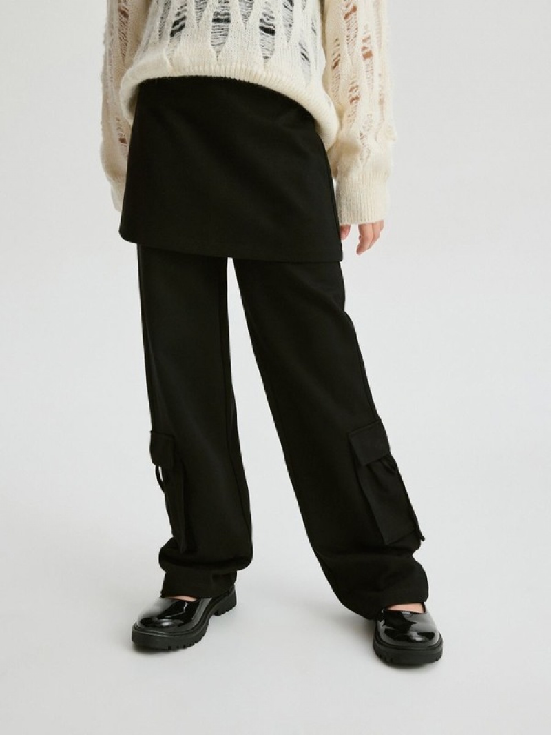 Reserved Trousers With Broek Meisjes Zwart | QWOYG-1270