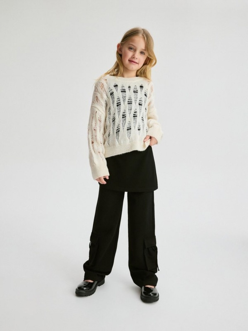 Reserved Trousers With Broek Meisjes Zwart | QWOYG-1270