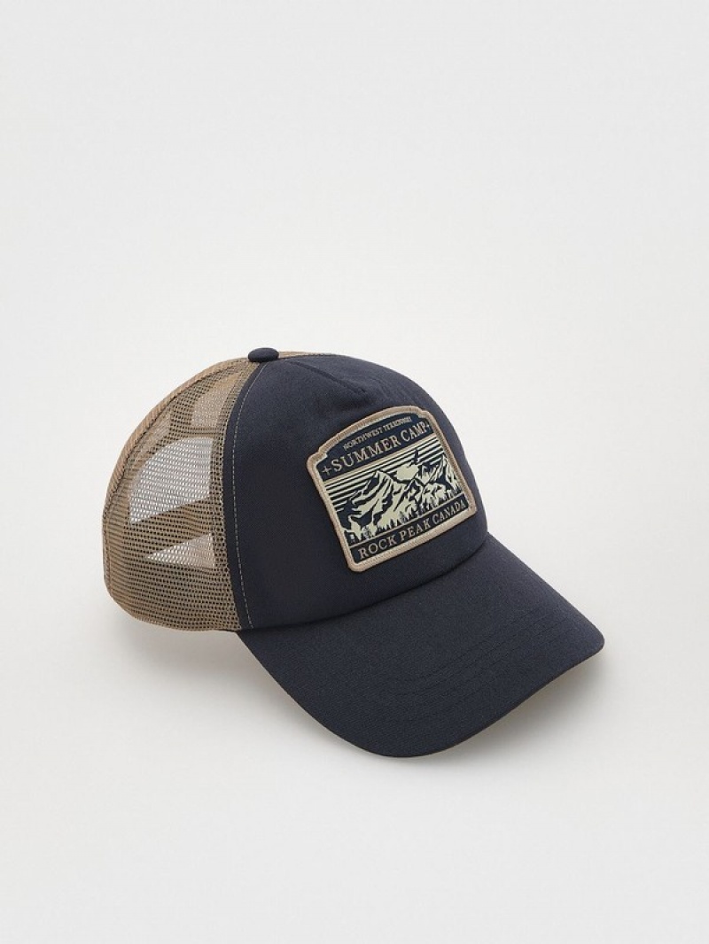 Reserved Truckerpatch Caps Heren Donkerblauw | LESUC-2856