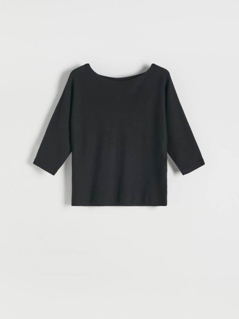 Reserved Viscose Rich Top Overhemd Dames Zwart | MFDLK-1495