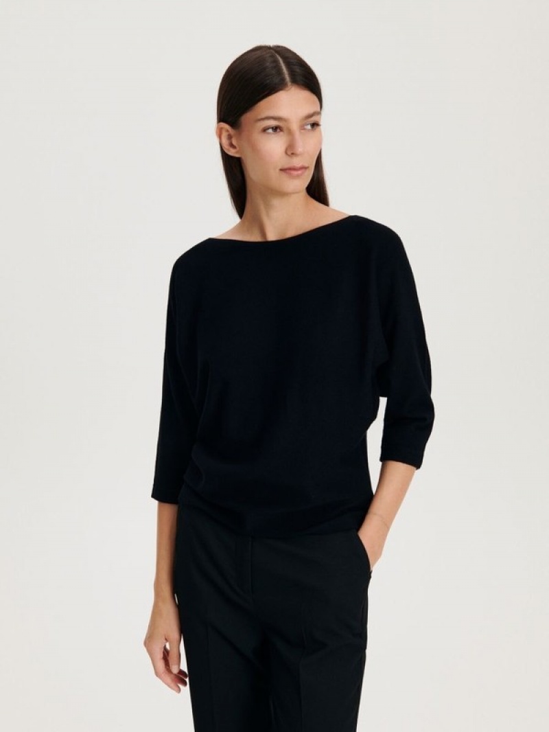 Reserved Viscose Rich Top Overhemd Dames Zwart | MFDLK-1495