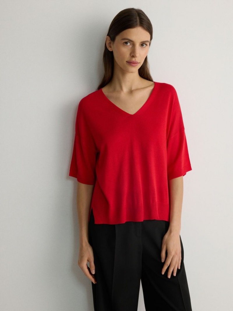 Reserved Viscose Rich Top Overhemd Dames Rood | YGXWH-4571