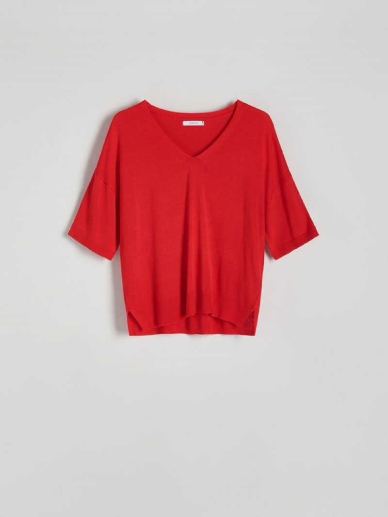 Reserved Viscose Rich Top Overhemd Dames Rood | YGXWH-4571