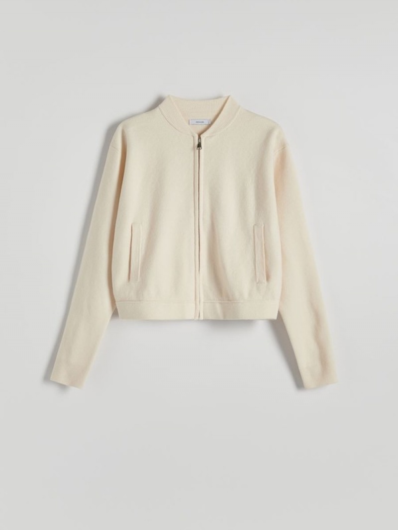 Reserved Zip Up Truien Dames Beige | PWUAZ-0516